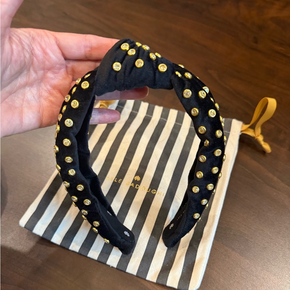 Lele Sadoughi Black and Gold Studded Headband